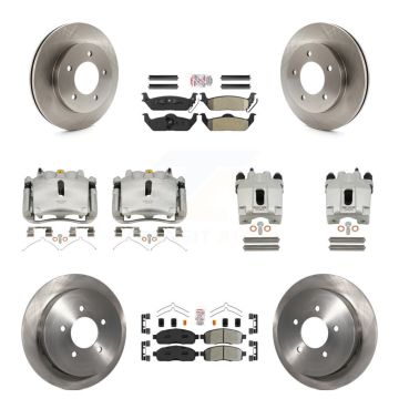 Front Rear Disc Brake Caliper Rotor Semi-Metallic Pad Kit (10Pc) For 2004 Ford F-150 4WD KC8-101926N
