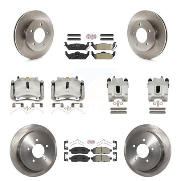 Front Rear Disc Brake Caliper Rotor Semi-Metallic Pad Kit (10Pc) For 2004 Ford F-150 4WD KC8-101927N