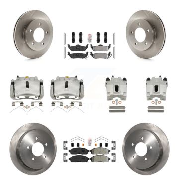 Front Rear Disc Brake Caliper Rotor Semi-Metallic Pad Kit (10Pc) For 2004 Ford F-150 4WD KC8-101928N