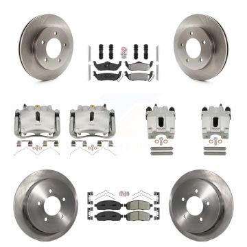 Front Rear Disc Brake Caliper Rotor Semi-Metallic Pad Kit (10Pc) For 2004 Ford F-150 4WD KC8-101929N