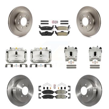Front Rear Disc Brake Caliper Rotors And Semi-Metallic Pads Kit (10Pc) For Ford F-150 KC8-101938N
