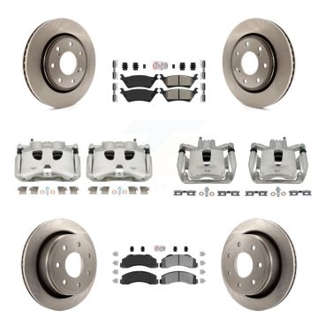 Front Rear Disc Brake Caliper Rotors And Semi-Metallic Pads Kit (10Pc) For Ford F-150 KC8-101973N