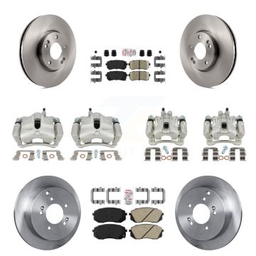 Front Rear Brake Caliper Rotors & Ceramic Pad Kit (10Pc) For Hyundai Tucson Kia Sportage KC8-102043N