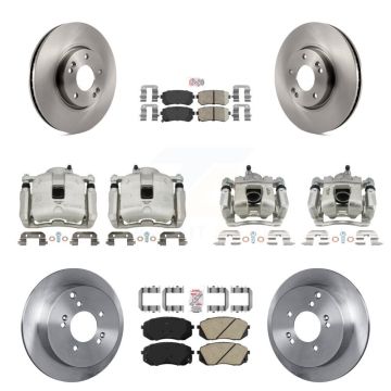 Front Rear Brake Caliper Rotors Ceramic Pad Kit (10Pc) For 16 Kia Sportage AWD with 2.4L KC8-102058N