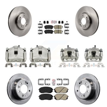 Front Rear Brake Caliper Rotors Ceramic Pad Kit (10Pc) For 16 Kia Sportage FWD with 2.4L KC8-102064N