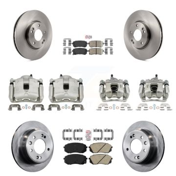 Front Rear Brake Caliper Rotors Ceramic Pad Kit (10Pc) For 16 Kia Sportage FWD with 2.4L KC8-102066N