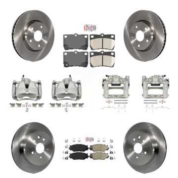 Front Rear Brake Caliper Rotors & Ameribrakes Pad Kit (10Pc) For 2010-2013 Lexus IS250 C KC8-102071N