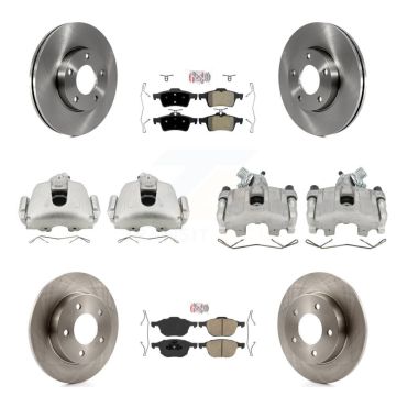 Front Rear Disc Brake Caliper Rotors And Ameribrakes Pads Kit (10Pc) For Mazda 3 Sport KC8-102097N