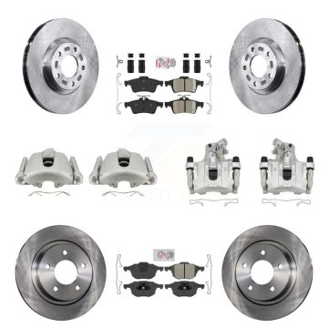Front Rear Disc Brake Caliper Rotors And Ameribrakes Pads Kit (10Pc) For Mazda 3 Sport KC8-102113N