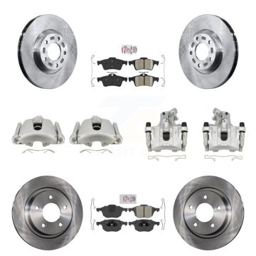 Front Rear Disc Brake Caliper Rotors And Ameribrakes Pads Kit (10Pc) For Mazda 3 Sport KC8-102116N