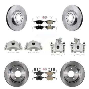Front Rear Disc Brake Caliper Rotors And Ameribrakes Pads Kit (10Pc) For Mazda 3 Sport KC8-102117N