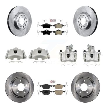 Front Rear Disc Brake Caliper Rotors And Ameribrakes Pads Kit (10Pc) For Mazda 3 Sport KC8-102118N