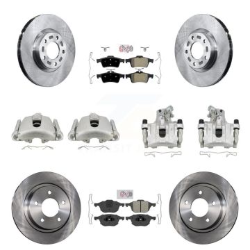 Front Rear Disc Brake Caliper Rotors And Semi-Metallic Pads Kit (10Pc) For Mazda 3 Sport KC8-102119N
