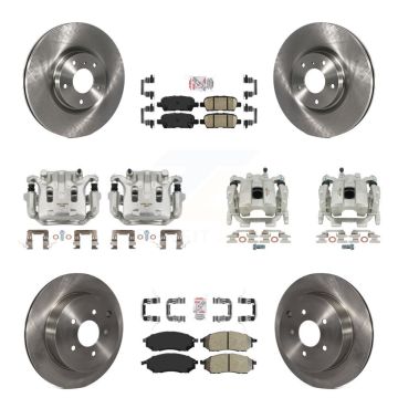 Front Rear Disc Brake Caliper Rotors And Ameribrakes Pads Kit (10Pc) For Nissan Murano KC8-102151N