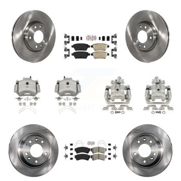 Front Rear Brake Caliper Rotors & Ameribrakes Pad Kit (10Pc) For Ford Fusion Mazda 6 MKZ KC8-102166N