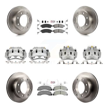 Front Rear Brake Caliper Rotors & Semi-Metallic Pad Kit (10Pc) For Ford F-250 Super Duty KC8-102171N
