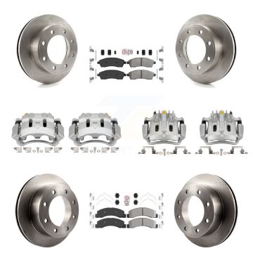 Front Rear Brake Caliper Rotors & Semi-Metallic Pad Kit (10Pc) For Ford F-250 Super Duty KC8-102172N