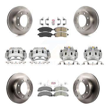 Front Rear Brake Caliper Rotors & Semi-Metallic Pad Kit (10Pc) For Ford F-250 Super Duty KC8-102173N