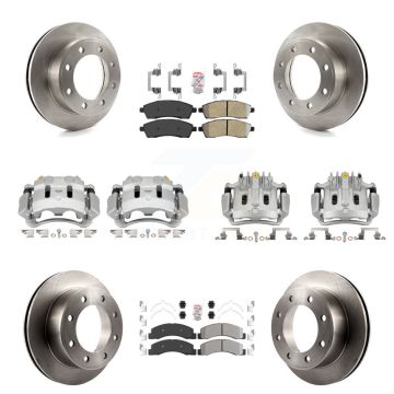 Front Rear Brake Caliper Rotors & Semi-Metallic Pad Kit (10Pc) For Ford F-250 Super Duty KC8-102174N