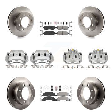Front Rear Brake Caliper Rotors & Semi-Metallic Pad Kit (10Pc) For Ford F-250 Super Duty KC8-102176N