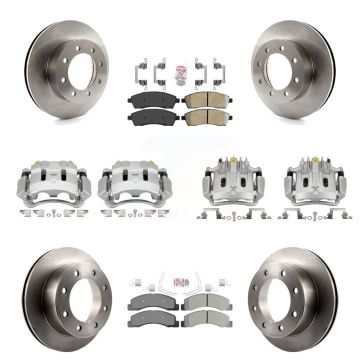 Front Rear Brake Caliper Rotors & Semi-Metallic Pad Kit (10Pc) For Ford F-250 Super Duty KC8-102177N