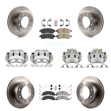 Front Rear Brake Caliper Rotors & Semi-Metallic Pad Kit (10Pc) For Ford F-250 Super Duty KC8-102178N