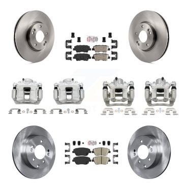 Front Rear Disc Brake Caliper Rotor Ceramic Pad Kit (10Pc) For Hyundai Sonata Kia Optima KC8-102180N
