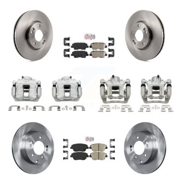 Front Rear Disc Brake Caliper Rotor Ceramic Pad Kit (10Pc) For Hyundai Sonata Kia Optima KC8-102181N