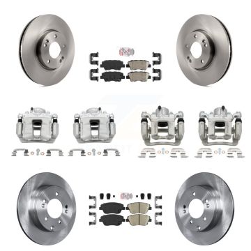 Front Rear Disc Brake Caliper Rotor Ceramic Pad Kit (10Pc) For Hyundai Sonata Kia Optima KC8-102182N
