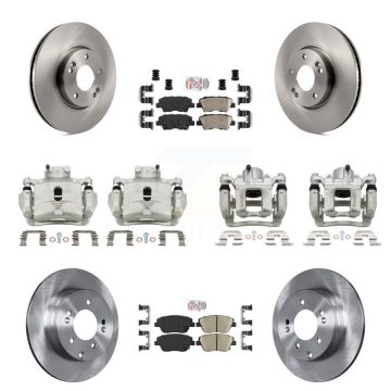 Front Rear Disc Brake Caliper Rotors Ceramic Pad Kit (10Pc) For 2014 Hyundai Sonata 2.0L KC8-102183N