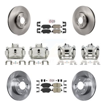 Front Rear Disc Brake Caliper Rotors Ceramic Pad Kit (10Pc) For 2014 Hyundai Sonata 2.0L KC8-102186N