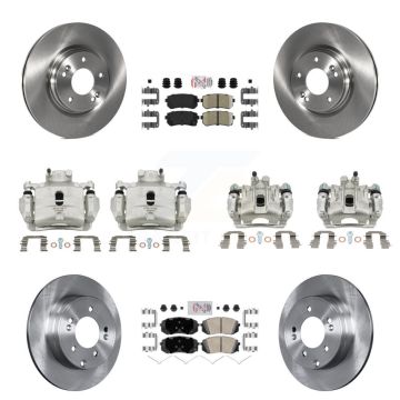 Front Rear Disc Brake Caliper Rotors And Ceramic Pads Kit (10Pc) For Hyundai Sonata KC8-102188N