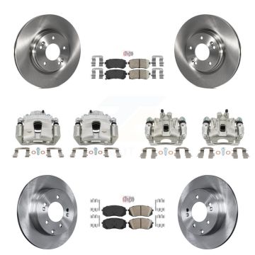 Front Rear Disc Brake Caliper Rotors And Ceramic Pads Kit (10Pc) For Hyundai Sonata KC8-102193N
