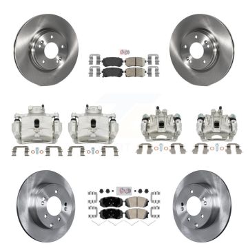 Front Rear Disc Brake Caliper Rotors And Ceramic Pads Kit (10Pc) For Hyundai Sonata KC8-102200N