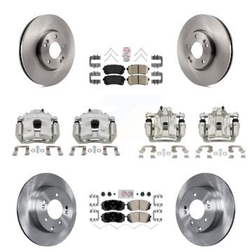 Front Rear Disc Brake Caliper Rotors And Ceramic Pads Kit (10Pc) For Hyundai Sonata KC8-102202N
