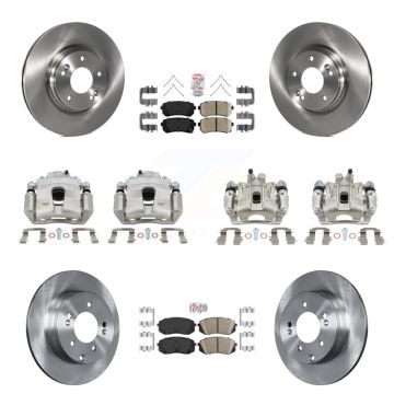 Front Rear Disc Brake Caliper Rotors And Ceramic Pads Kit (10Pc) For Kia Optima KC8-102204N