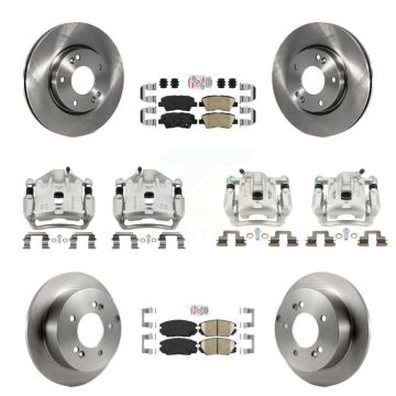 Front Rear Brake Caliper Rotors Ceramic Pad Kit (10Pc) For 2009-2010 Hyundai Sonata 2.4L KC8-102214N