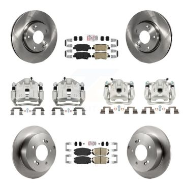 Front Rear Brake Caliper Rotors Ceramic Pad Kit (10Pc) For 2009-2010 Hyundai Sonata 2.4L KC8-102215N