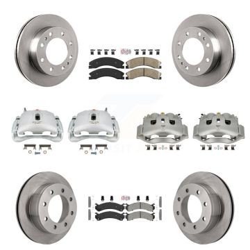 Front Rear Brake Caliper Rotor And Ameribrakes Pad Kit (10Pc) For Chevrolet Express 4500 KC8-102248N
