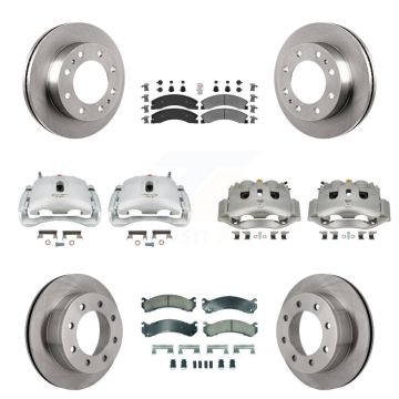 Front Rear Brake Caliper Rotor And Ameribrakes Pad Kit (10Pc) For Chevrolet Express 4500 KC8-102253N