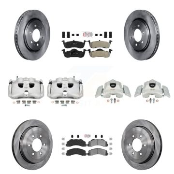 Front Rear Brake Caliper Rotors Semi-Metallic Pad Kit (10Pc) For Ford Expedition Lincoln KC8-102277N