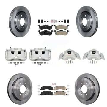 Front Rear Brake Caliper Rotors & Ameribrakes Pad Kit (10Pc) For Ford Expedition Lincoln KC8-102278N