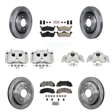 Front Rear Brake Caliper Rotors & Ameribrakes Pad Kit (10Pc) For Ford Expedition Lincoln KC8-102279N