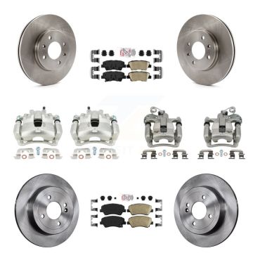 Front Rear Disc Brake Caliper Rotors Ceramic Pad Kit (10Pc) For 2012-2016 Hyundai Accent KC8-102308N
