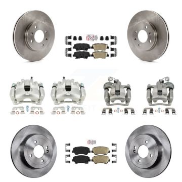 Front Rear Disc Brake Caliper Rotors Ceramic Pad Kit (10Pc) For 2012-2016 Hyundai Accent KC8-102309N