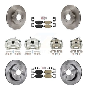 Front Rear Disc Brake Caliper Rotors And Ceramic Pads Kit (10Pc) For Kia Rio KC8-102314N