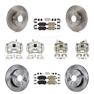 Front Rear Disc Brake Caliper Rotors And Ceramic Pads Kit (10Pc) For Kia Rio KC8-102316N