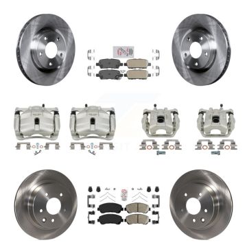 Front Rear Disc Brake Caliper Rotors And Ceramic Pads Kit (10Pc) For Nissan Rogue Select KC8-102318N
