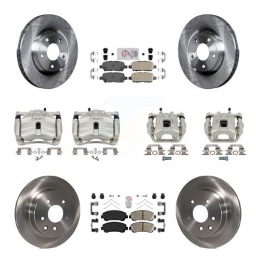 Front Rear Disc Brake Caliper Rotors And Ceramic Pads Kit (10Pc) For Nissan Rogue Select KC8-102320N