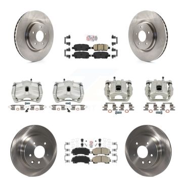 Front Rear Disc Brake Caliper Rotor Ceramic Pad Kit (10Pc) For 2014-2015 Nissan Rogue SL KC8-102322N